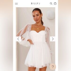 Elegant White Dress with Sheer Sleeves